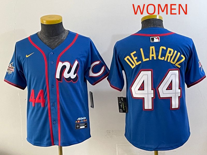 Women 2025 Cincinnati Reds #44 De Lacruz Blue All star Nike MLB Jersey style 06->women mlb jersey->Women Jersey